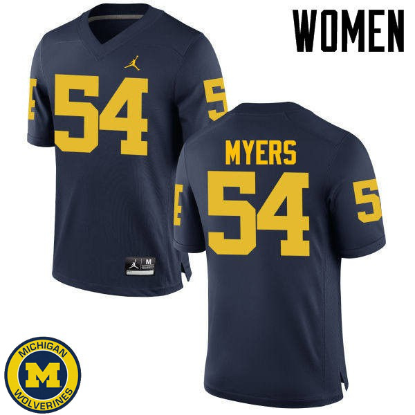 Women Michigan Wolverines #54 Carl Myers Navy Official Game Jersey